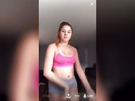 Foreign girl twerking and flashing tits