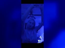 Blonde teen flashes tits 