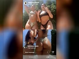 Sexy yellowbone showing off with her friend