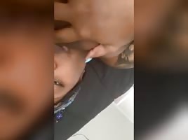 Horny thot sucking her nipple hard on scope