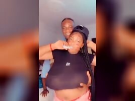 Huge tits being harassed 